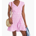 J. Crew Dresses | J. Crew Faux Wrap Dress Women's Size 10 Bubblegum Pink Floral Ruffle Mini A-Line | Color: Pink/White | Size: 10