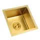 Undermount Gold Bar Sink, Small Bar Prep Sink With Strainer & Sewer Pipe, Mini Kitchen Bar Sink, Square RV Utility Sink, Outdoor Wet Bar Sink, Stainless Steel Single Bowl Sink (Size : 36x36x21cm)