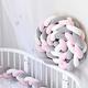 PTKG Baby Braided Cot Bumper, 100% Cotton Cushion Soft Knot Pillow Baby Crib Bumper Knotted Anti-collision Head Guard Bumper Crib Cradle Braid Pillows Cushion for Room Decor,A14,3m