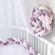 PTKG Baby Braided Cot Bumper, 100% Cotton Cushion Soft Knot Pillow Baby Crib Bumper Knotted Anti-collision Head Guard Bumper Crib Cradle Braid Pillows Cushion for Room Decor,A08,3.5m