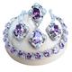 BAFAFA Purple 925 Silver Jewelry Sets For Women Bridal Fine Costume Jewelry Wedding CZ Earrings Rings Bracelets Pendant Necklace Set (Color : 4PCS-Purple, Size : 10)