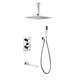 YAGFYg Shower System Wall Mounted Digital Temp Display Concealed Shower Mixer Square Rainfall Shower Head Shower Mixer Set Bathroom,Chrome,A-Three Functions
