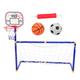 Happyyami 2 in 1 Mini Soccer Goal Set and Mini Basketball Hoop Football Goal Door Training Game Toy Portable Soccer Nets and Ball, Hand Pump for Backyard Kids Sport Game