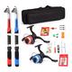Telescopic Fishing Rod Combos Fishing Rod Reel Combo Full Kit with 2pcs 2.1m Telescopic Fishing Rods 2pcs Spinning Reels Fishing Lures Hook Accessories Portable Fishing Rods Outdoor Fishing Poles