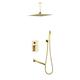 YAGFYg Shower System Wall Mounted Gold 10 in Overhead Rain Shower Bathroom Concealed Shower Tap System Concealed Shower Mixer,B,Three Functions