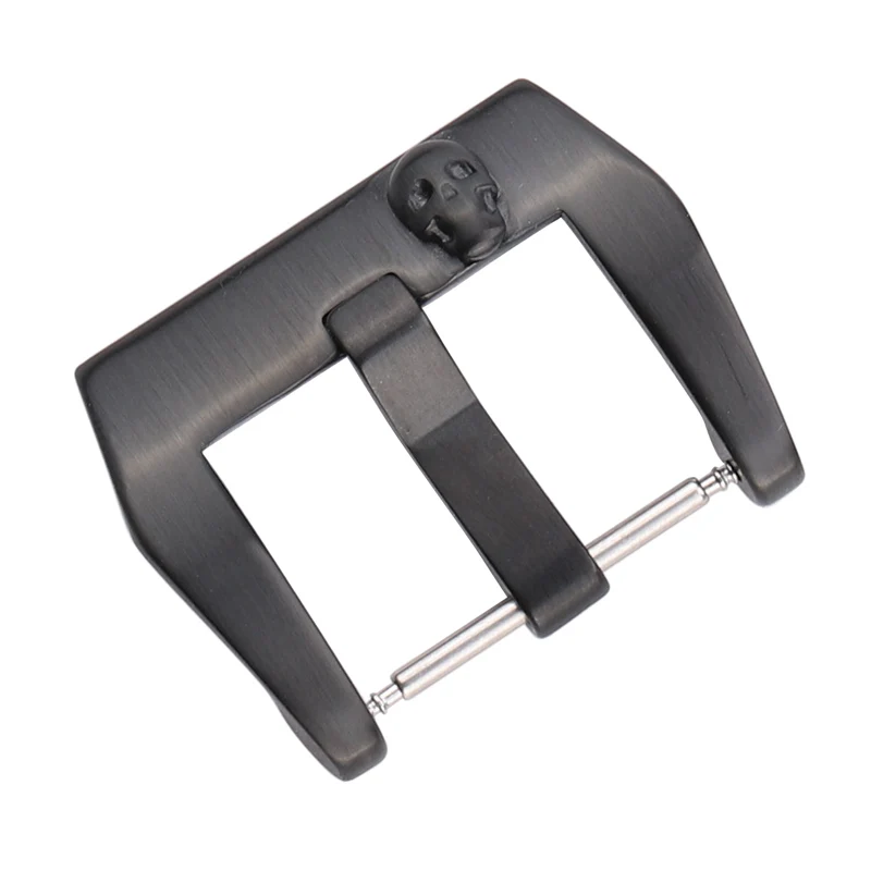 Edelstahl-Schädel-Uhrenarmband-Schnalle, 18, 20 mm, 22 mm, 24 mm, Damen, Herren, Silber, Schwarz, Metall, gebürstetes Armband, Verschluss, Zubehör Image