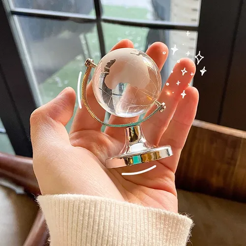 Ins Mini Kristall kugel transparente Erde Globus Kugel Glas Miniatur Ornament Lernspiel zeug