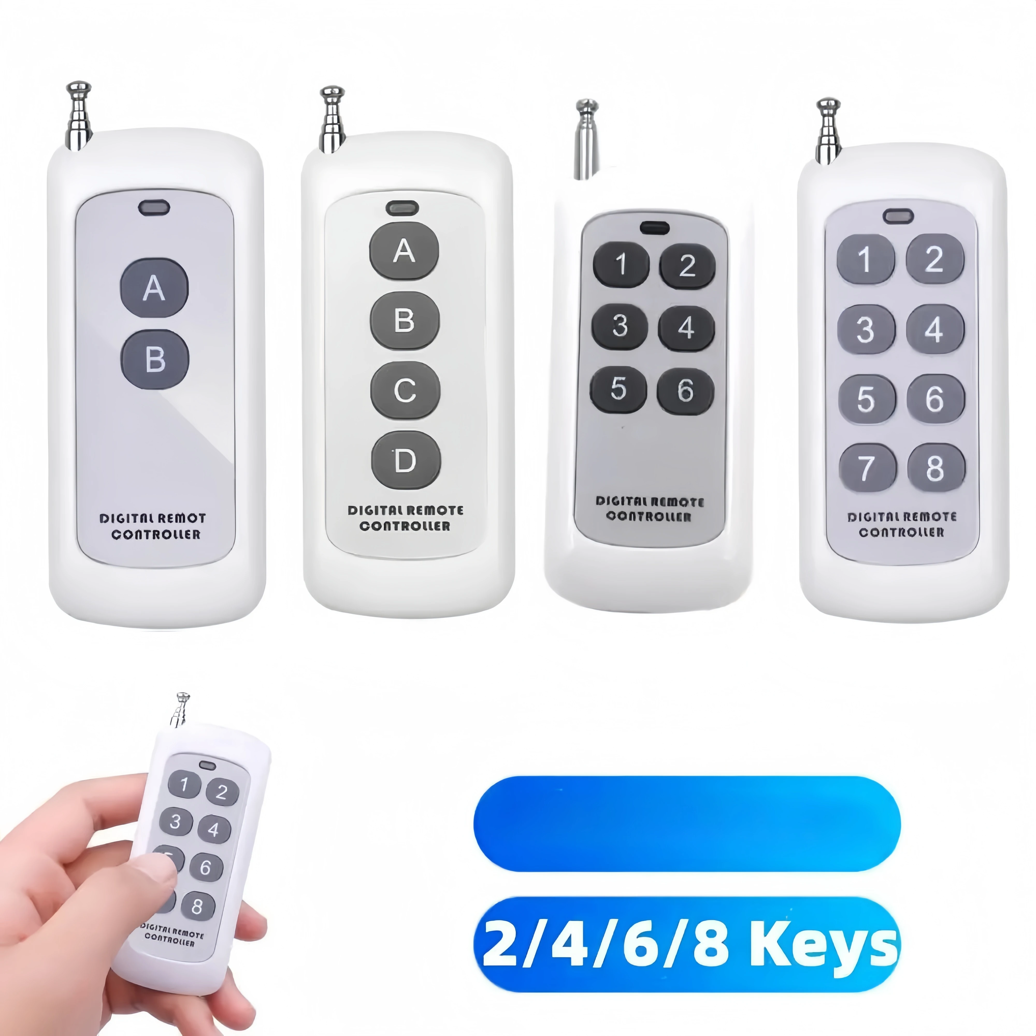433 MHz RF-Fernbedienung 1000 m 2 4 6 8 Tasten Wireless Controller Sender Lerncode 1527 für Gadget Tor Garagentor Image