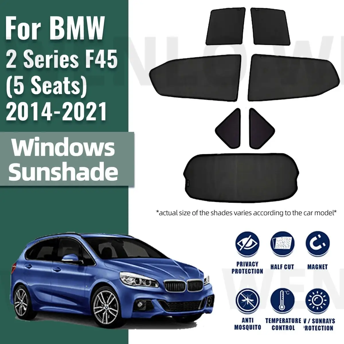 Für bmw 2 series f45 active tourer 2015-2018 auto sonnenschutz vorne windschutz scheibe vorhang hinterseite fenster sonnenschutz visier 218i 220i Image