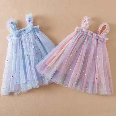 Baby Mädchen Prinzessin Kleid Regenbogen Pailletten Tüll Tutu Vestidos Säugling Sommer süße Riemen Kleid Kinder Geburtstags feier Kleinkind Kleidung Image