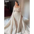 Icidal sion-Robe de mariée sirène perlée à manches longues pour femmes robes de mariée à paillettes