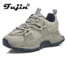 Fujin-Baskets à semelle compensée compensée en peluche pour femme chaussures à lacets 8cm Air