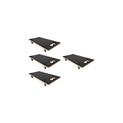 PROREGAL Mega Deal 4x Profi Transportroller mit 4 Rollen | HxBxT 11,5x30x60cm | Traglast 200kg | Siebdruckplatte | Schwarz | Möbelroller Rollbrett Image
