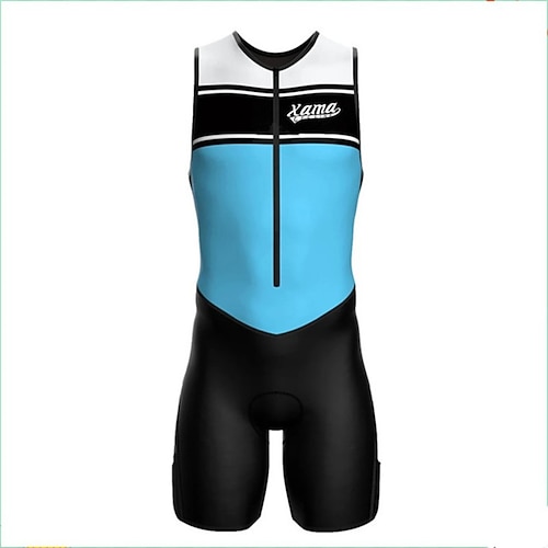 Herren Triathlonanzug Ärmellos Triathlon Sommer Frühling Herbst Silber Hellgelb Schwarz / Orange Grafik Fahhrad Radfahren Fitness, Laufen Yoga Elastisch Ganzkörper Lycra Sport Bekleidung Image
