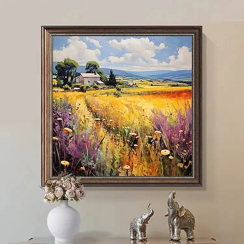 Handgemacht Hang-Ölgemälde Handgemalte Quadratisch Abstrakt Landschaft Modern Ohne Innenrahmen (ohne Rahmen) Image