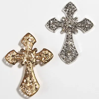 50PCS 5.5*7.1CM Big Chic Metal Alloy Crystal Crosses Embellishment Excellent Quality Gorgeous Cross
