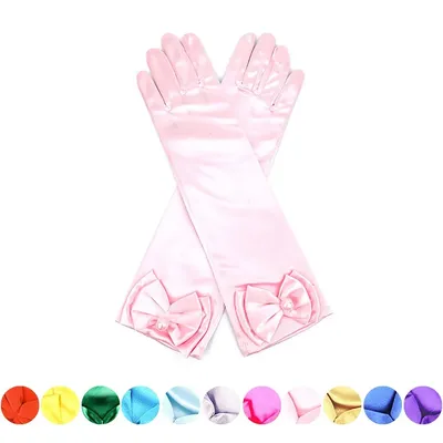 Girls Princess Accessories Kids Satin Bow Elsa Cinderella Gloves for Costume Children Birthday