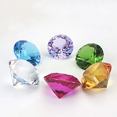 80mm Colors Cut Glass Giant Crystal Diamond Shaped Paperweight Decor Gemstone Diy Jewelry Craft