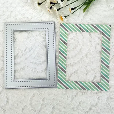 Nesting Die Scalloped Scallop Oval Circle Rectangular Border Frame 3D Gift Box Handbag Metal Cutting