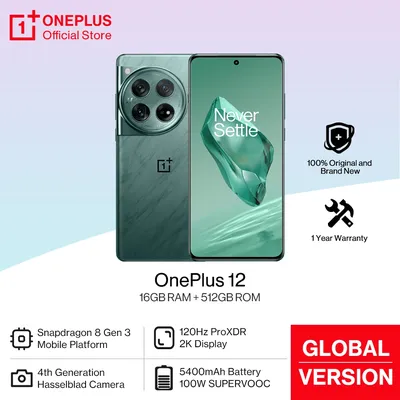 OnePlus 12 Global Version 16GB 512GB Snapdragon 8 Gen 3 Hasselblad Camera 2K 120Hz Display 100W SUPERVOOC Charge