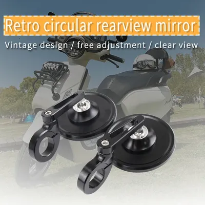 Motorcycle Mirrors Handle Bar Cafe Racer CNC Scooter Rear View For 7/8" (22mm) Handlebar End With