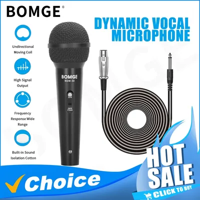 BOMGE Dynamic Karaoke Metal Cardioid Microphone Wired Vocal Handheld Mic with 16.4 feet XLR 6.35mm