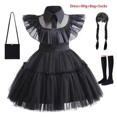 1-6 Years Children Dress For Girl Costume 2023 New Vestidos For Kids Birthday Party Dresses Black Halloween Cosplay Costumes
