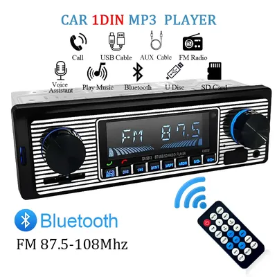 Hippcron Car Radio 1 DIN Stereo FM Bluetooth MP3 Audio Player Cellphone Handfree Digital USB/SD With