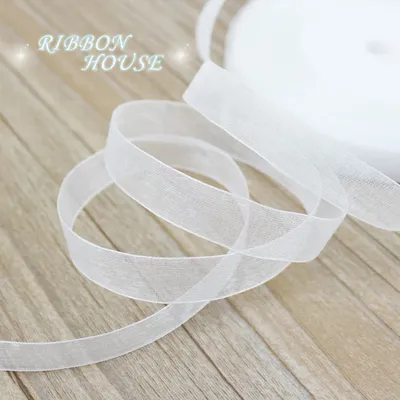 (50 yards/roll) 12/15/20/25/40/50mm Organza ribbons wholesale white gift wrapping decoration