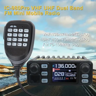 Hiroyasu Walkie Talkie IC-980Pro VHF UHF Dual Band Dual Watch 25W 200Ch Noise Reduction Mini FM Vox Scrambler Mobile Radio