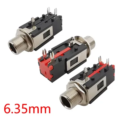 1/2/5Pcs Thread Lock 6.35mm Headphone Socket Phone Audio Mono/Stereo Female Jack Connector 6.35 1/4