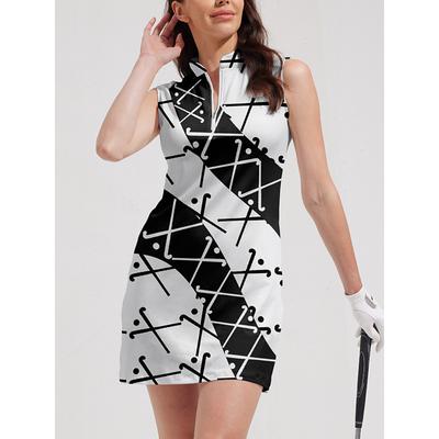 Women's Golf Dress White Sleeveless Ladies Golf Attire Clothes Outfits Wear Apparel