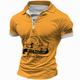 Daddy Men's Casual Print Polo Shirt Zip Polo Casual Daily Sports Father's Day Polyester Short Sleeve Turndown Polo Shirts Yellow Spring Summer S M L Micro-elastic Lapel Polo