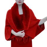Big sale Pgeraug Accessories Cape Shawl Wide Woolen Collar Warm Fringe with Cheongsam with Knitted Cardigan Coat Woman Red