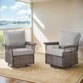 PARKWELL 2PCS Outdoor Swivel Gliders - Patio Wicker Bistro Furniture Set with Cushion - Outdoor 360 Degree Swivel Rocker Chair Porch Balcony Furniture Gray