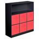 (Black, Red) Wooden 7 Cubed Bookcase Units Shelves 6 Drawers