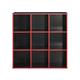 Black 9-Cubes Storage Unit with Red Edging