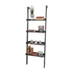 Oxford Wide Wooden 4 Tier Ladder Shelf, Black Leaning Bookcase