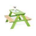PINOLINO Kindersitzgarnitur Nicki für 4, aus massivem Holz, 2 Bänke mit 1 Tisch, empfohlen für Kinder ab 2 Jahren, grün