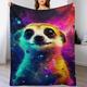 Fleece Blanket Meerkat Throw for Sofa & Bed, Plush Cozy Fuzzy Blanket, Super Soft And Warm Fluffy Blanket for All Seasons,（130×180cm）