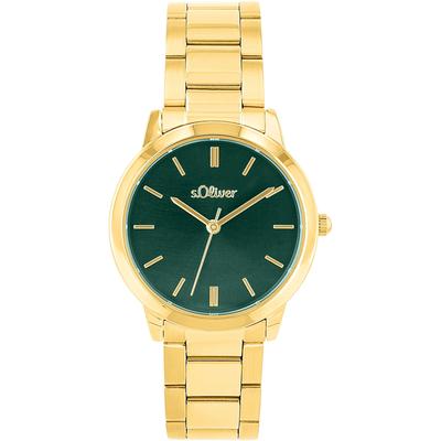 Quarzuhr S.OLIVER, gold (goldfarben), Armbanduhren, Damen, Armbanduhr, Damenuhr, Mineralglas, analog Image