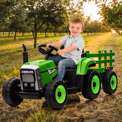 12V Ride on Tractor with Trailer & Remote Control Speed Up to 5mph