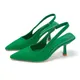 AfricParker Stiletto pointu à talons hauts moyens pour femmes sandales à dos vert chaussures