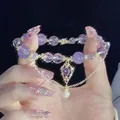 Bracelets en perles de cristal de verre violet pour femmes bracelets de luxe légers pendentif