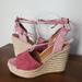 Coach Shoes | Coach Dana Espadrille Wedge Sandals Womens 7.5 Pink Suede Wrap Ankle Platform | Color: Pink | Size: 7.5