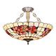 Tiffany Style Chandeliers, Natural Handmade Shell Glass Ceiling Lights, Dimmable Modern Mosaic Pendant Light for Living Room Bedroom Dining Room Farmhouse Kitchen Island Light,24 i