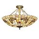 Tiffany Style Mosaic Chandeliers, Natural Shell Glass Ceiling Lights, Dimmable Modern Butterfly Pendant Light for Living Room Bedroom Dining Room Farmhouse Kitchen Island Light,21