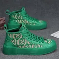 2024 vendita calda verde scarpe di tela da uomo rosso moda stampa High top Casual Sneakers uomo