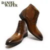 Luxuriöse Herren-Stiefeletten aus echtem Leder, stilvolle Schnürschuhe mit spitzer Zehenpartie, formelle Schuhe für Hochzeit, Büro, Basic-Herrenschuhe