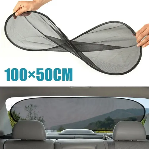 Auto-Sonnenschutz, UV-faltbar, Auto-Heckscheiben-Sonnenschutz, 100 x 50 cm, universelles Netz-Heckscheiben-Visier mit Saugnäpfen